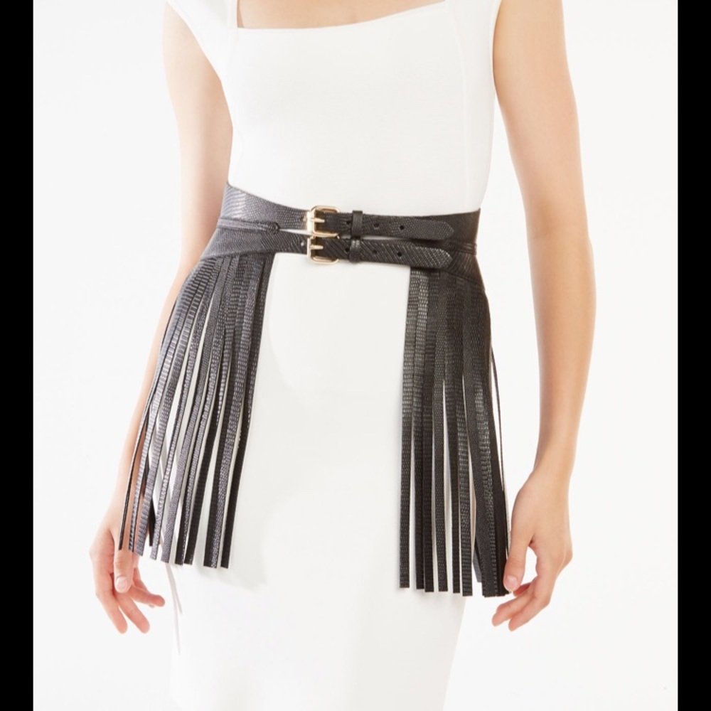 Bcbg fringe belt skirt